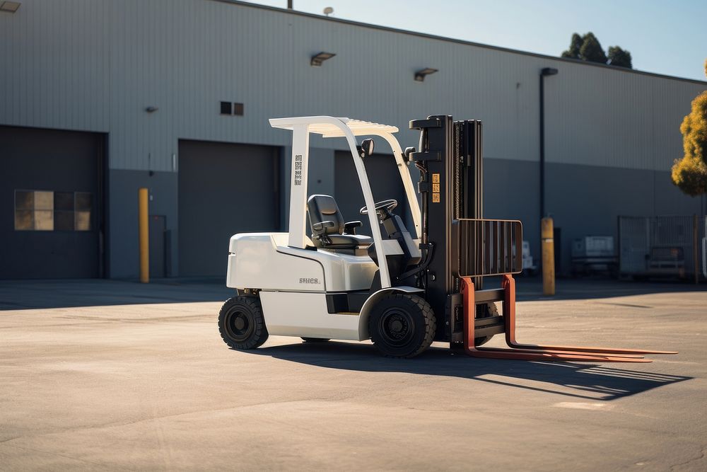 Forklift vehicle asphalt road. AI generated Image by rawpixel.