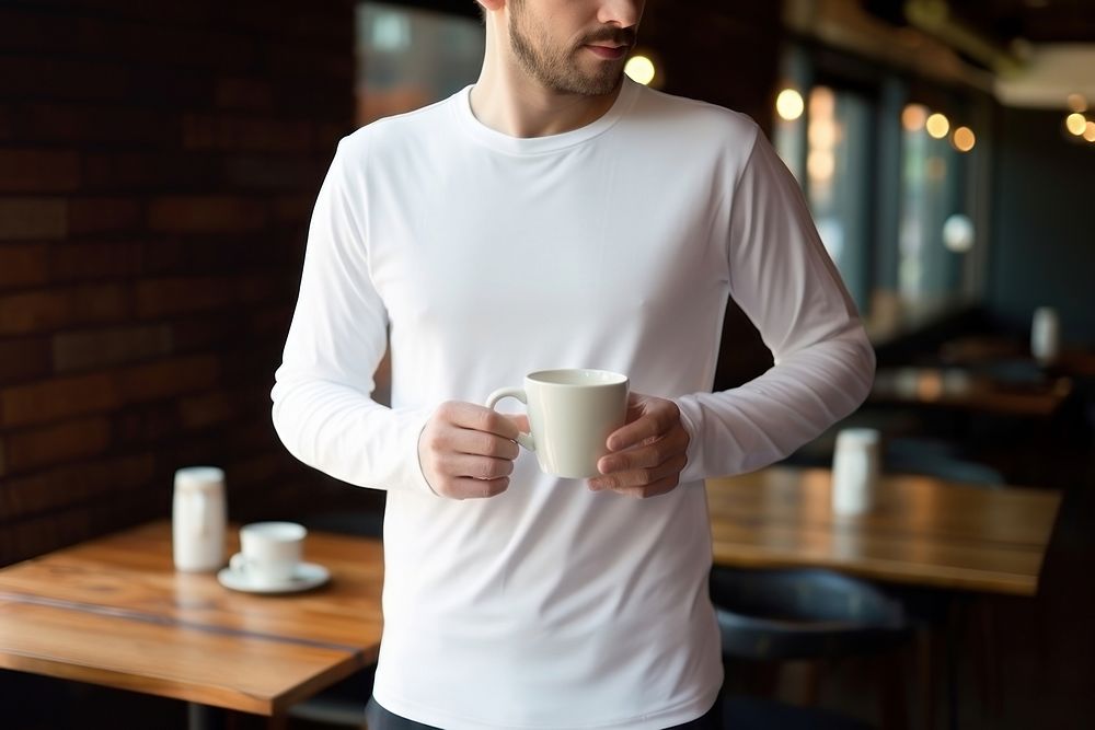 T-shirt sleeve coffee drink. AI generated Image by rawpixel.