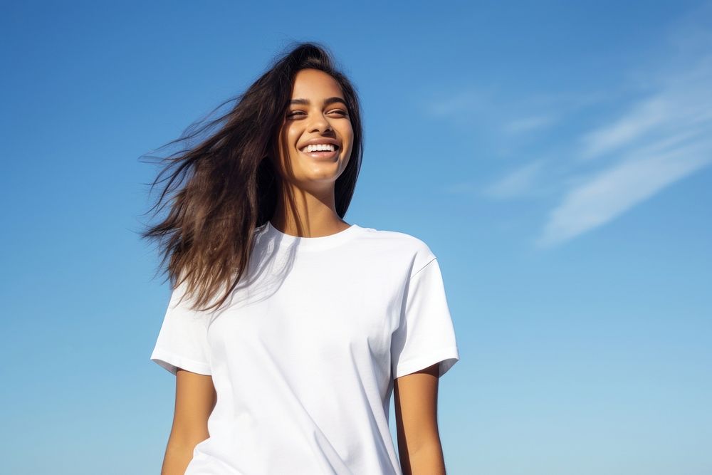 T-shirt laughing outdoors smile. 