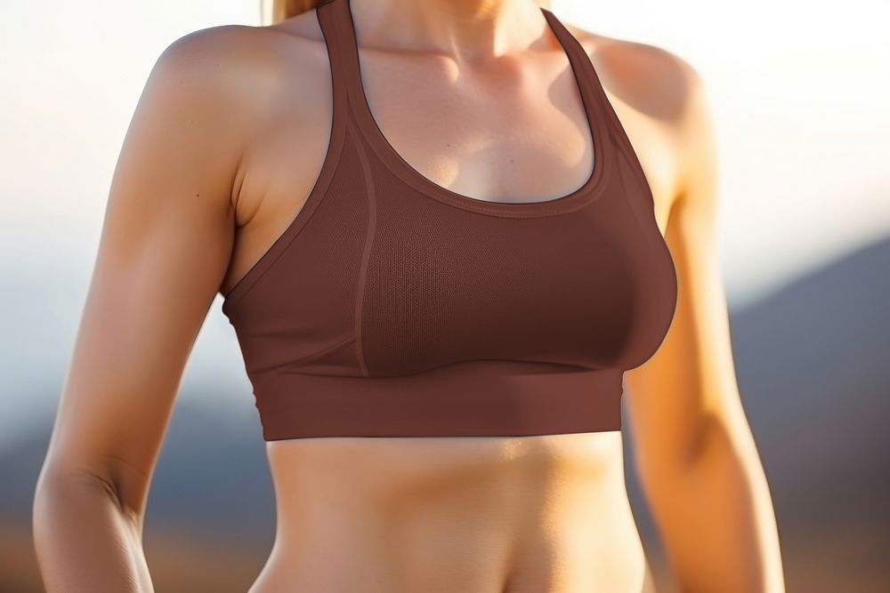 Brown sports bra, women's active wear