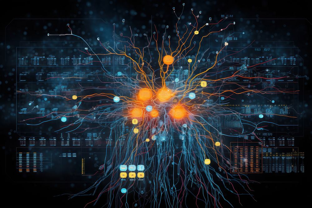 Fireworks illuminated electronics technology. AI generated Image by rawpixel.