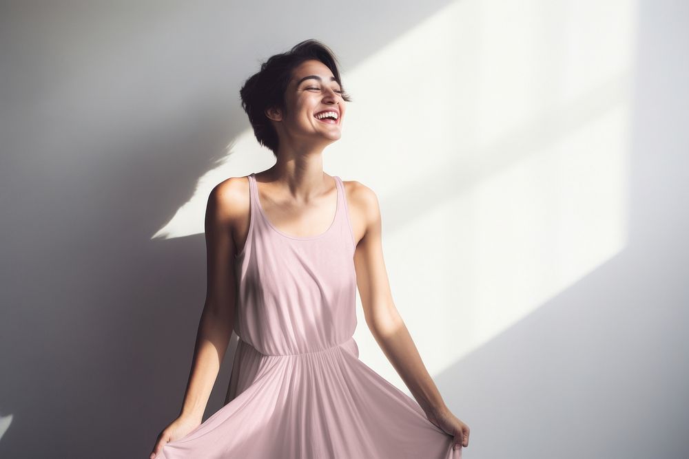 Women's dress, pink minimal design