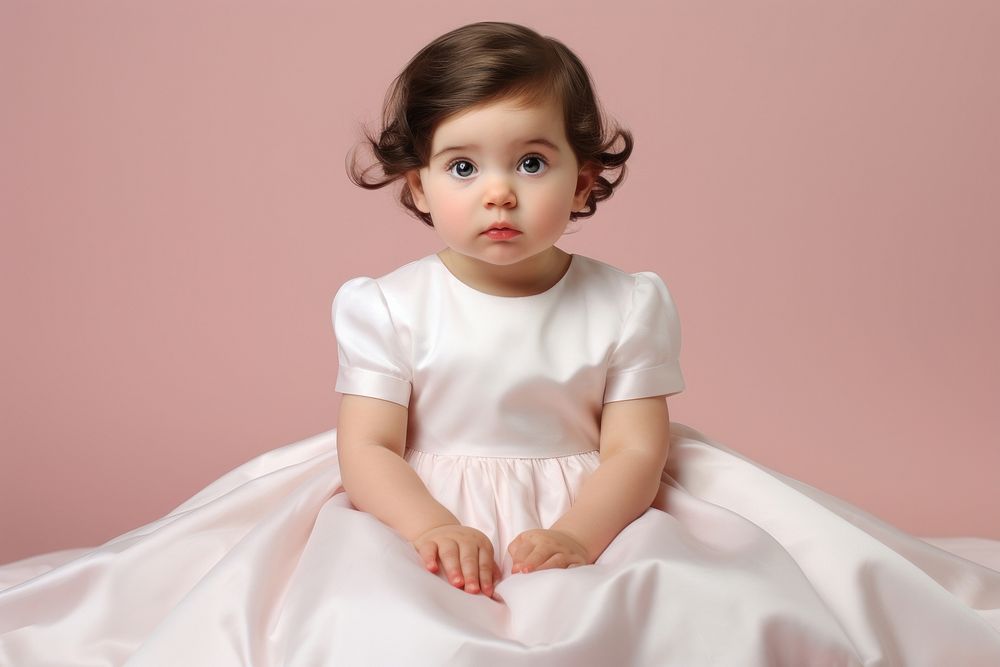 Dress baby portrait sitting. AI generated Image by rawpixel.