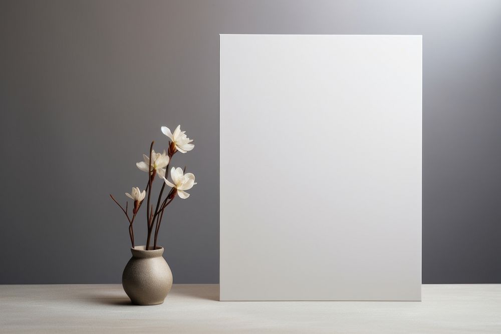 Flower vase gray wall. AI generated Image by rawpixel.