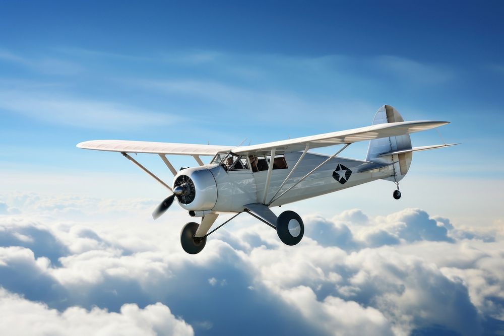 Biplane airplane aircraft vehicle. AI generated Image by rawpixel.
