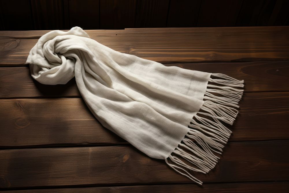Table white scarf wood. AI generated Image by rawpixel.