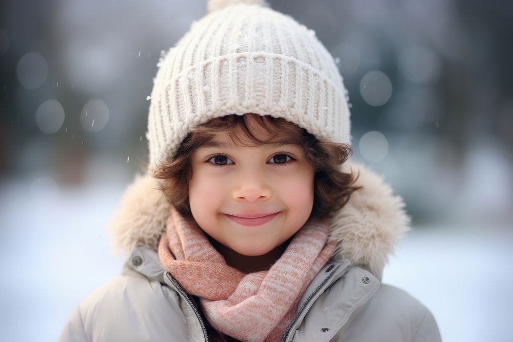 Portrait scarf child smile. AI generated Image by rawpixel.