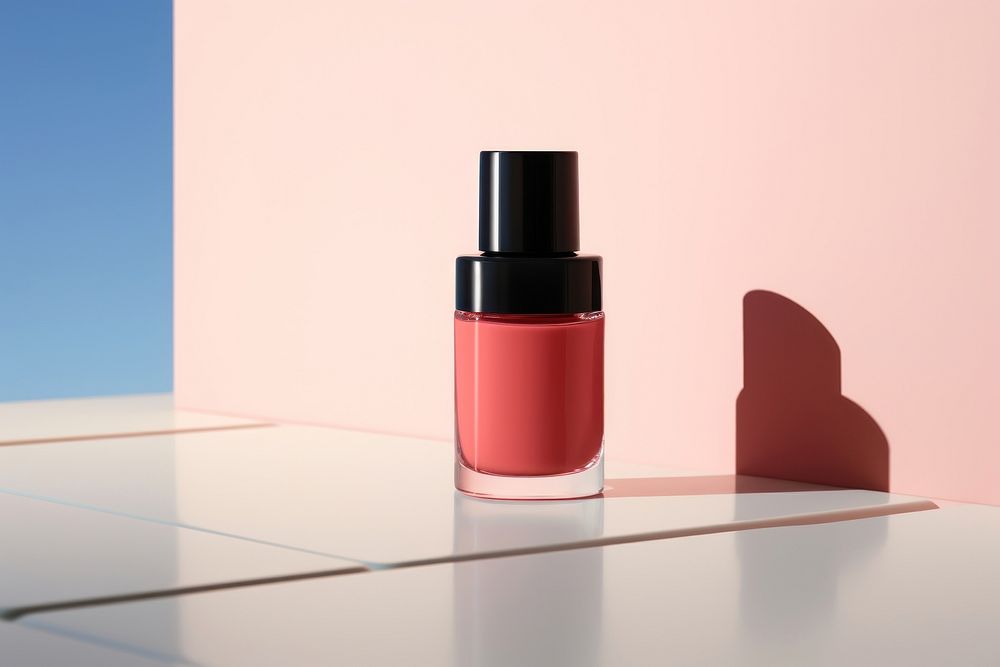 Cosmetics lipstick bottle nail. 