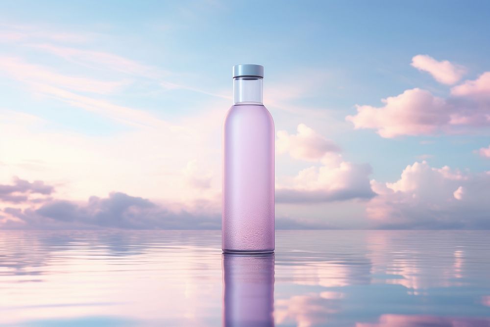 Bottle glass reflection cloud. 