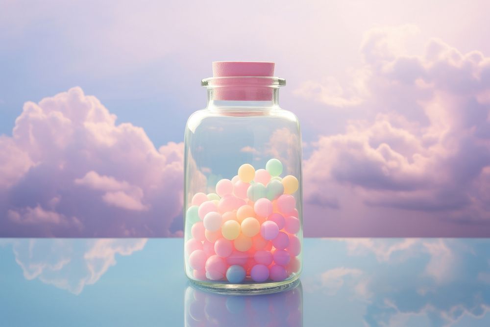 Bottle glass cloud pill. AI generated Image by rawpixel.