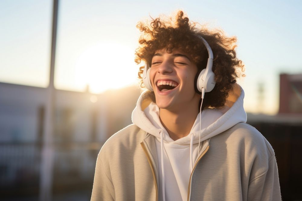 Headphones laughing hood architecture. 