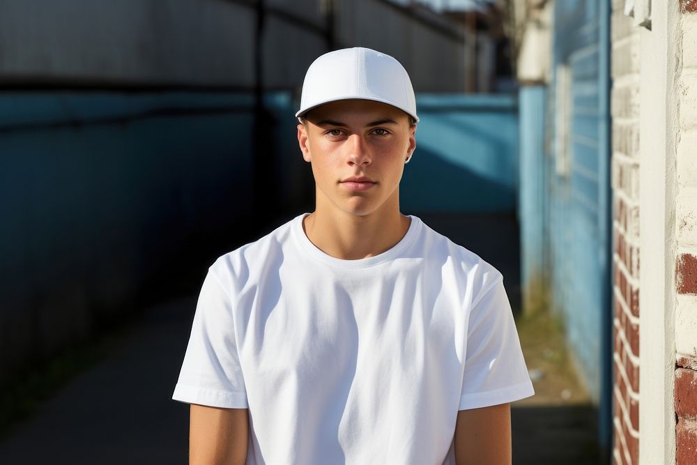 T-shirt looking white teen.
