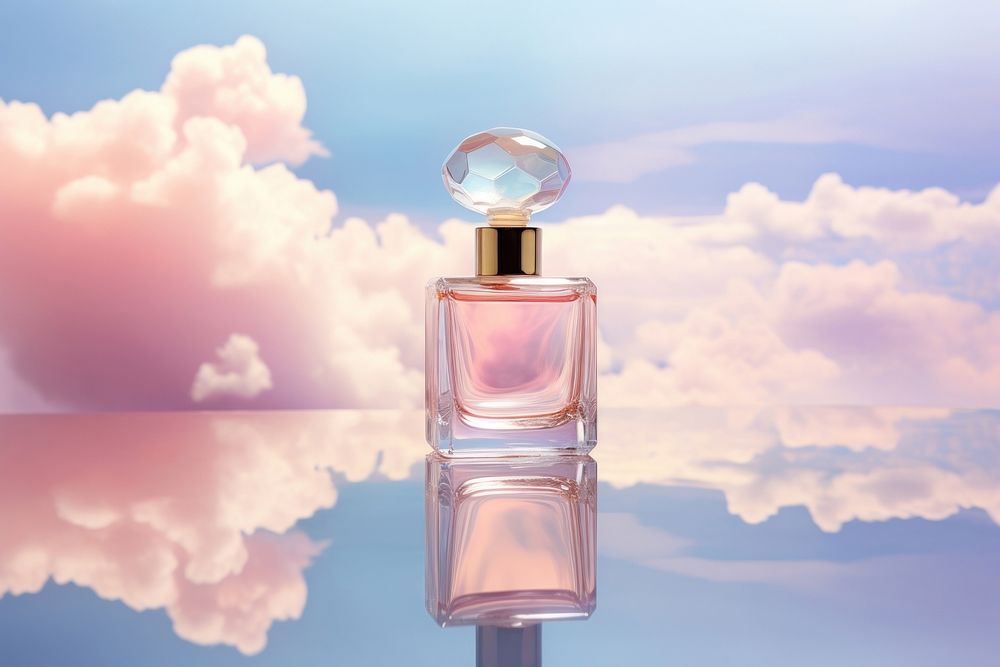 Perfume bottle reflection cosmetics. 