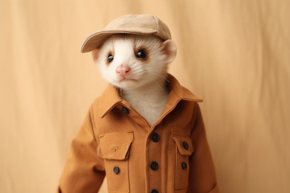 Ferret pet portrait apparel. AI generated Image by rawpixel.