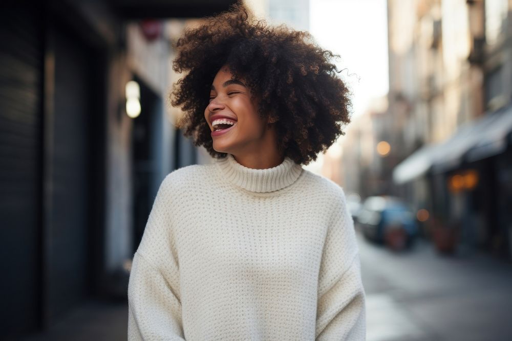 Laughing sweater winter adult. 