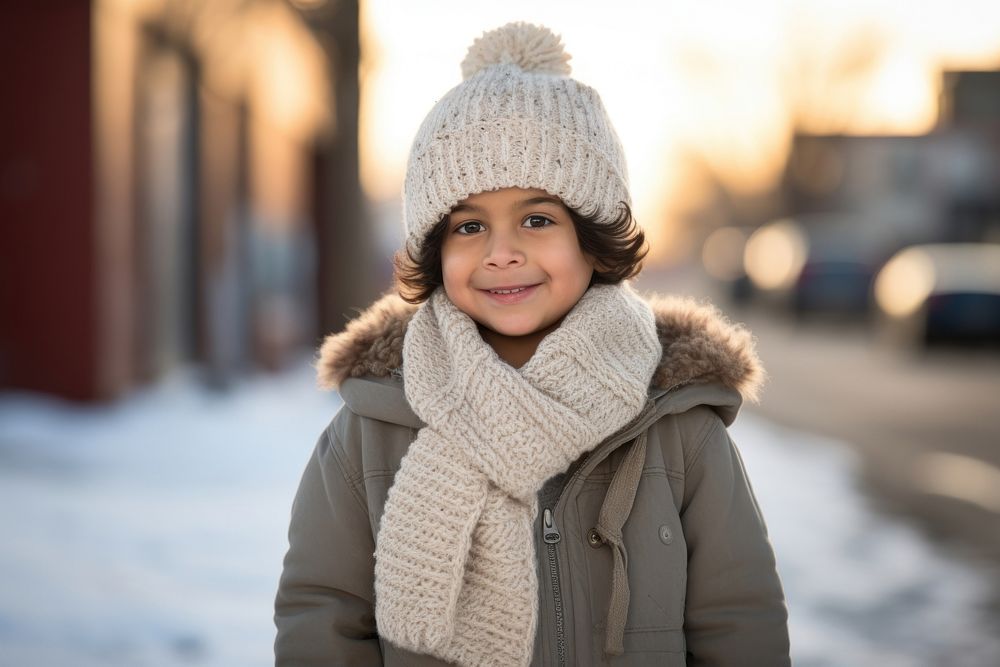 Scarf winter child smile. AI generated Image by rawpixel.