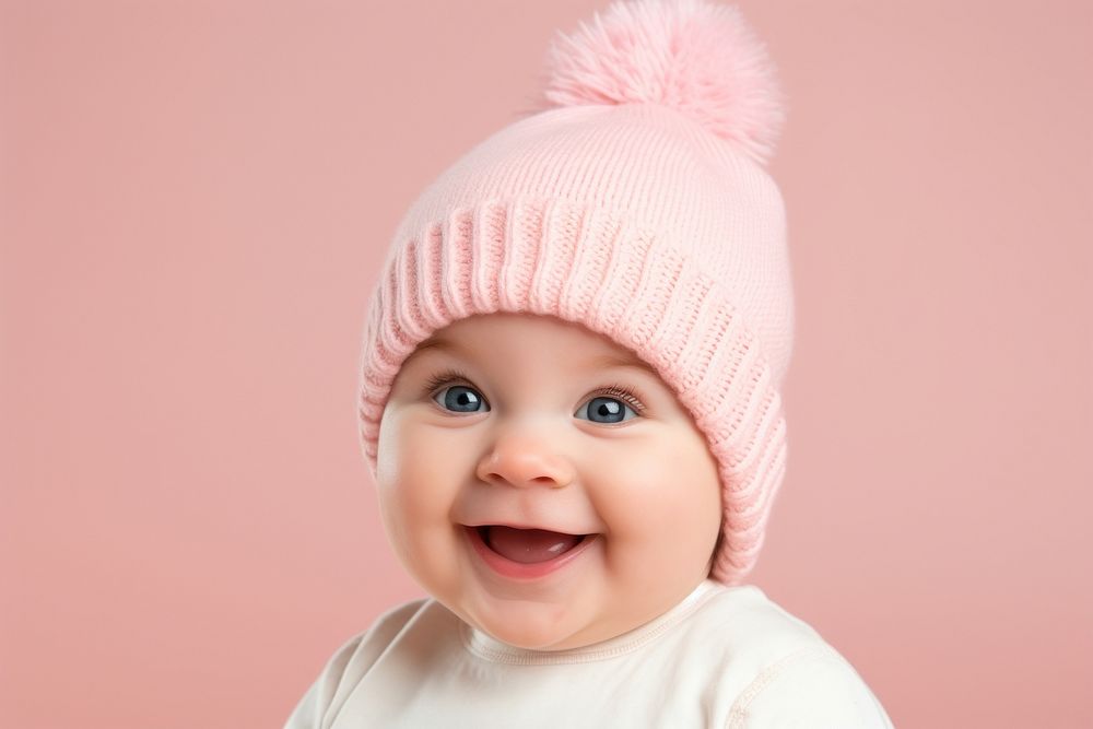 Beanie child smile baby. AI generated Image by rawpixel.