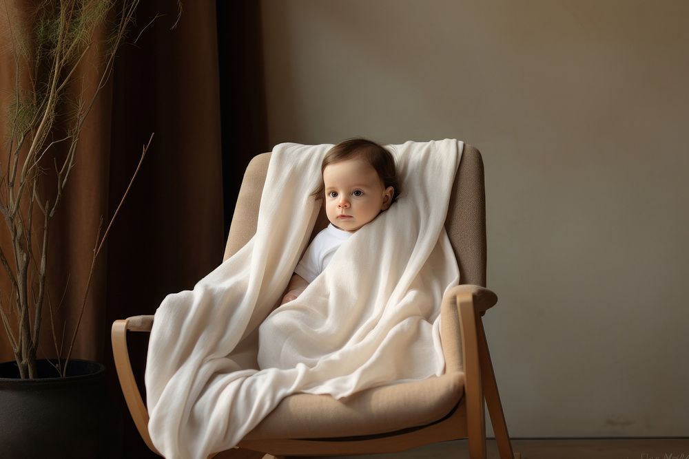 Chair furniture blanket child. AI generated Image by rawpixel.