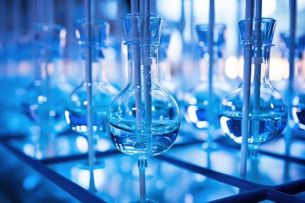 Laboratory glass blue biotechnology. AI generated Image by rawpixel.