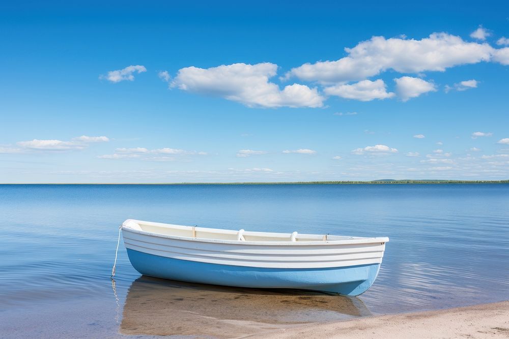 Rowboat sky transportation watercraft. AI generated Image by rawpixel.