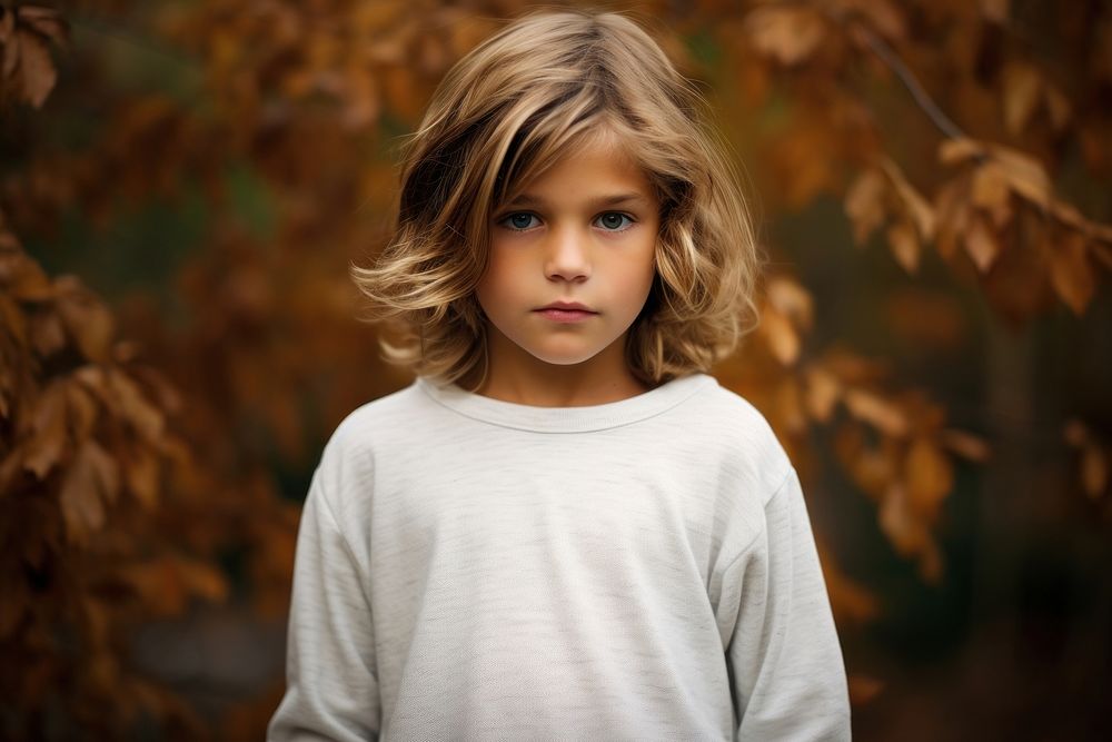 Child portrait standing autumn. AI generated Image by rawpixel.