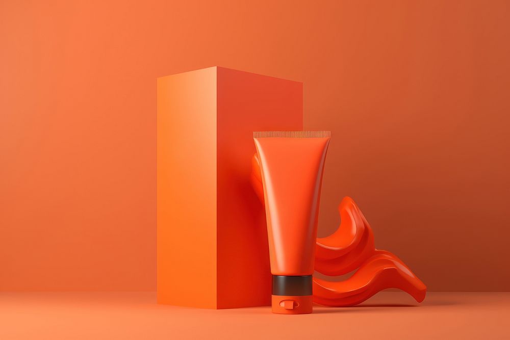 Cosmetics bottle lotion red. AI generated Image by rawpixel.
