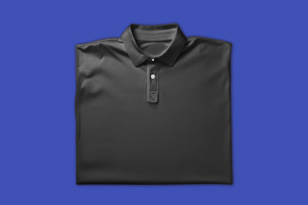 Folded polo shirt, black casual fashion