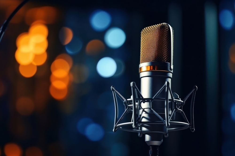 Microphone lighting studio recording studio. AI generated Image by rawpixel.