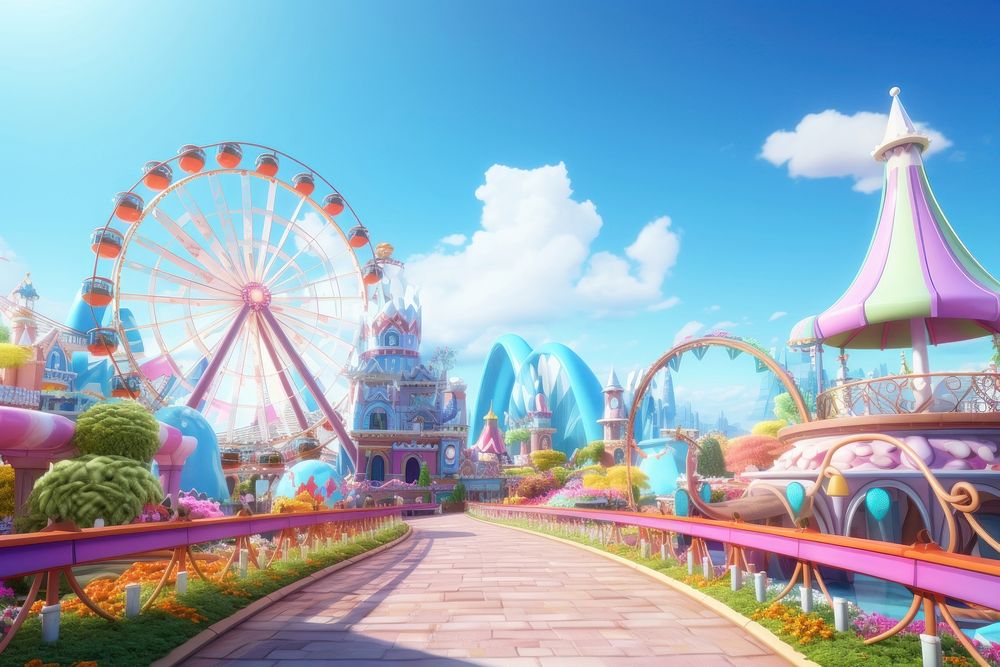 Outdoors cartoon park amusement park. AI generated Image by rawpixel.