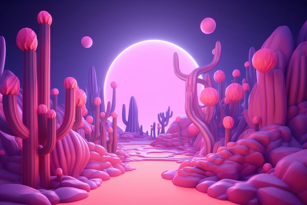Cartoon nature purple night. AI generated Image by rawpixel.