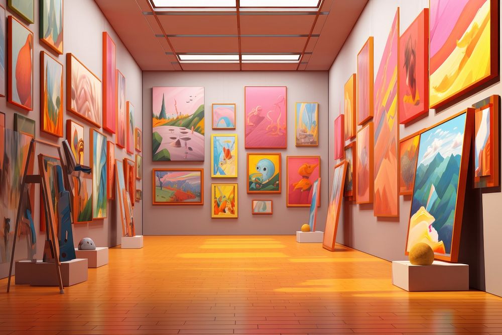 Art painting architecture art gallery. AI generated Image by rawpixel.
