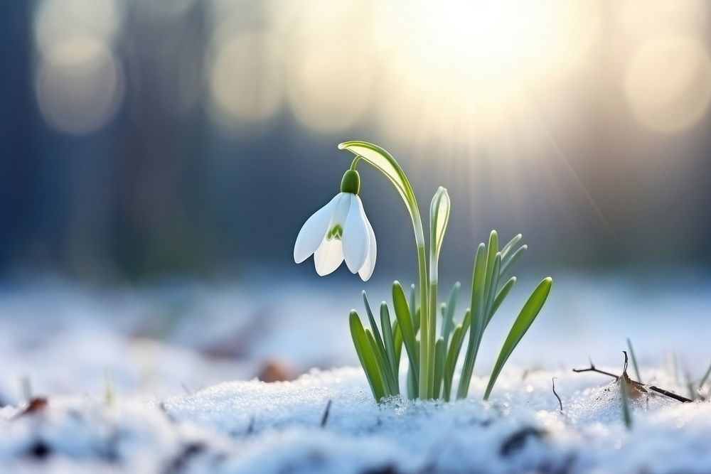 Nature flower snow snowdrop. 