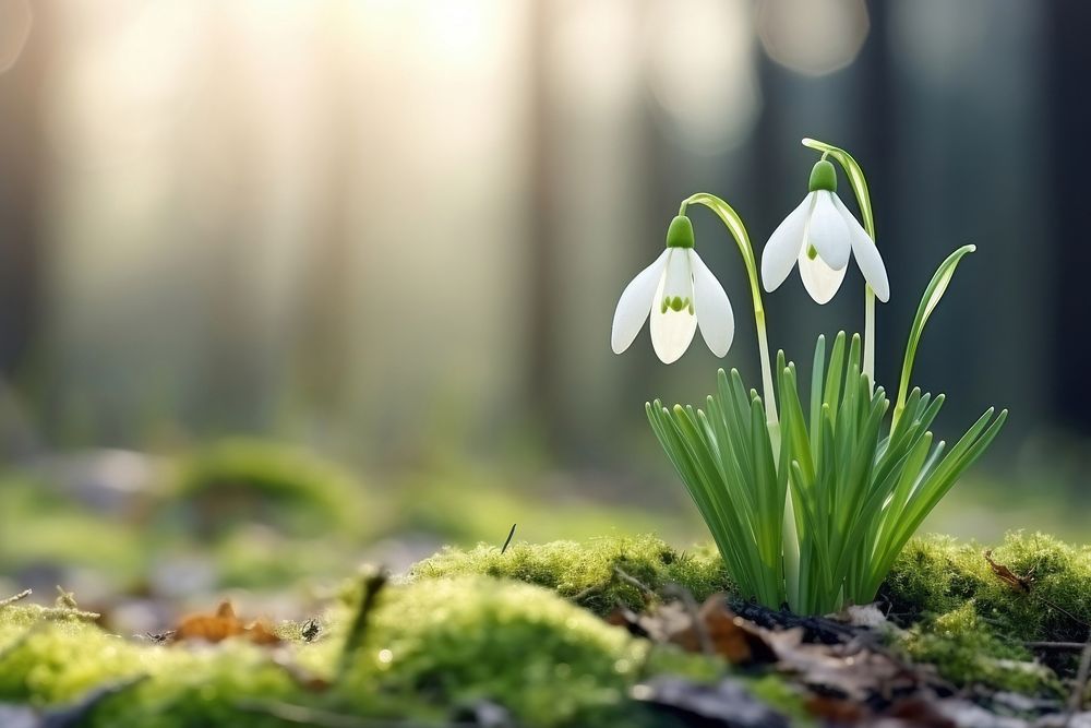 Flower snowdrop outdoors blossom. AI generated Image by rawpixel.
