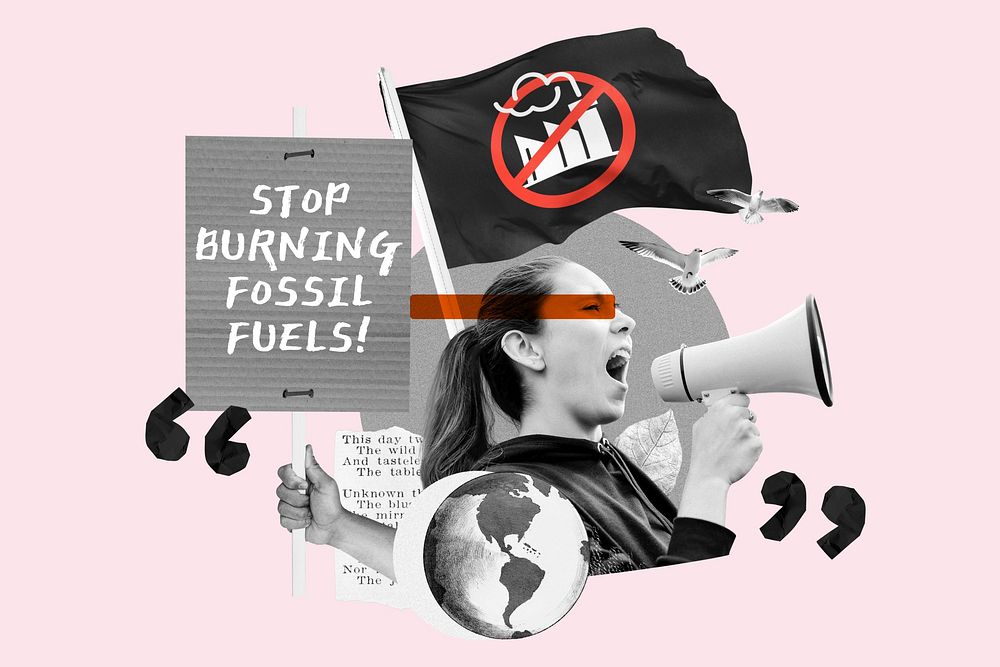 Stop burning fossil fuels, environmental protest remix