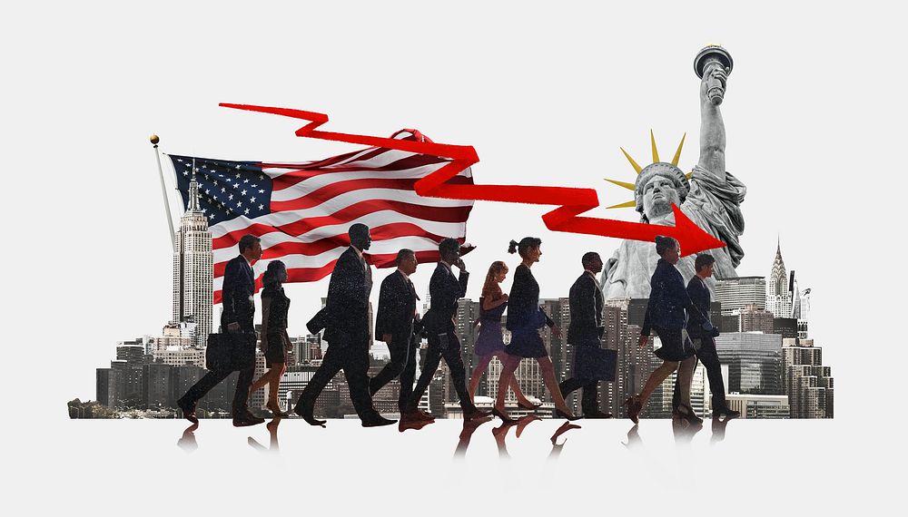 American recession, economy finance collage psd