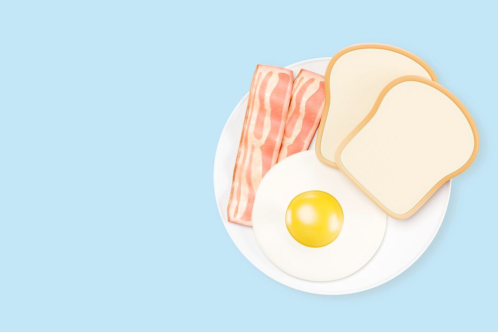 3D American breakfast background, food illustration
