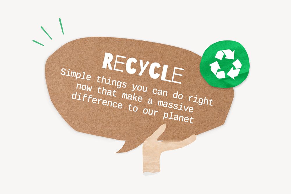 Recycle, word in paper speech bubble