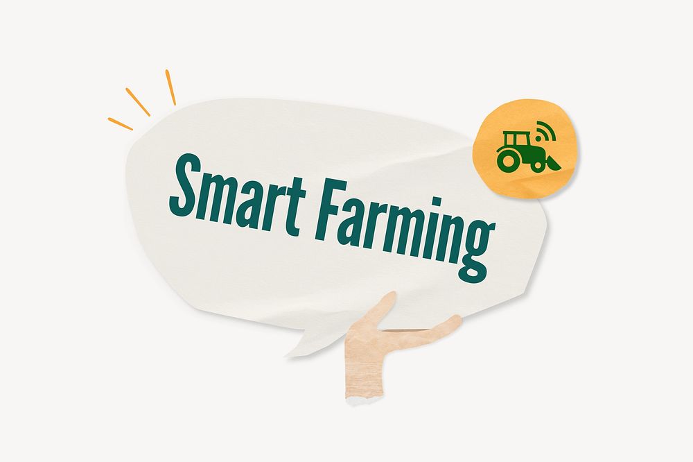 Smart farming word, speech bubble paper craft