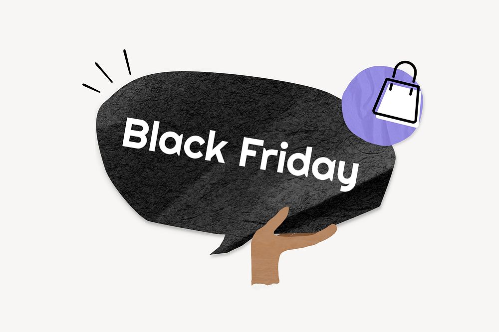 Black Friday word, speech bubble paper craft