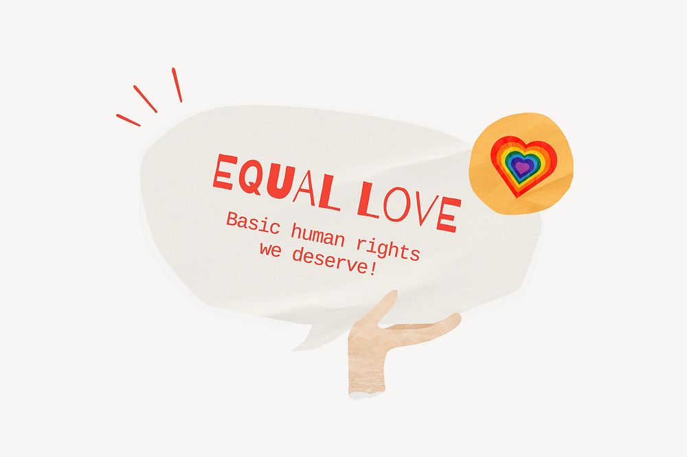 Equal love word, speech bubble paper craft