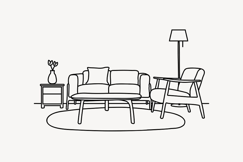 Living room hand drawn illustration vector