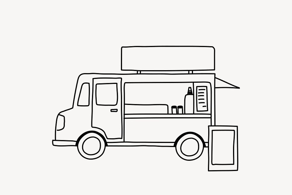 Food truck hand drawn illustration vector