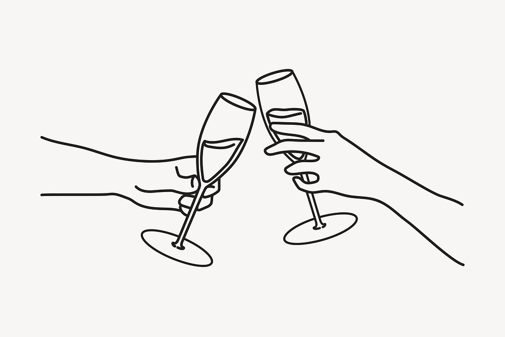Champagne toast hand drawn illustration vector