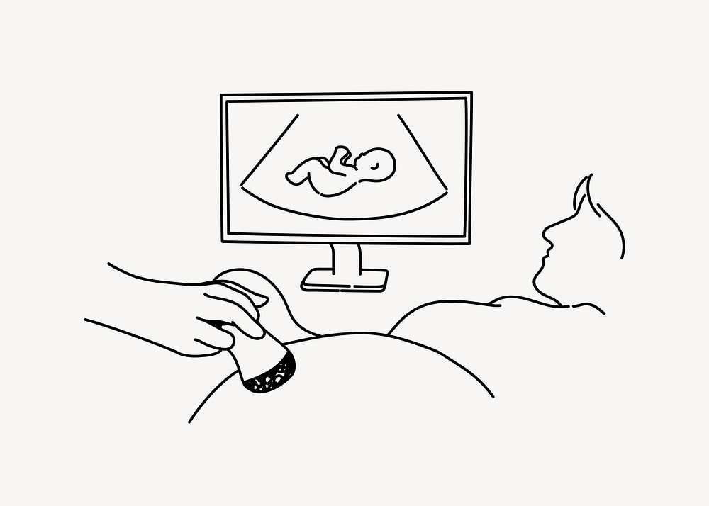 Pregnancy ultrasound scan hand drawn illustration vector