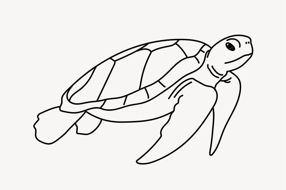 Turtle marine life hand drawn illustration vector