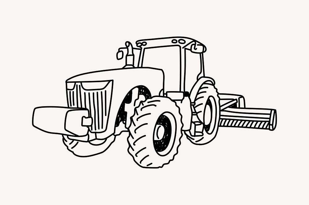 Farming tractor hand drawn illustration vector