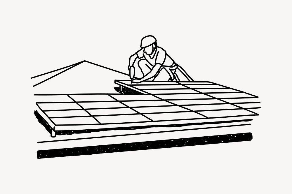 Solar cells construction line art illustration isolated background
