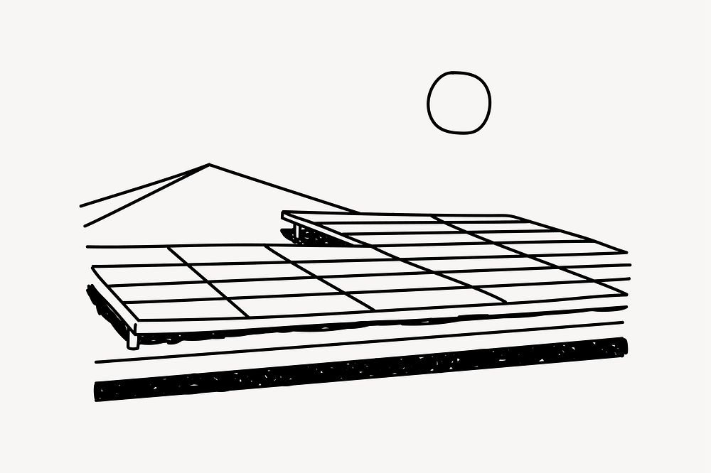 Solar panels hand drawn illustration vector
