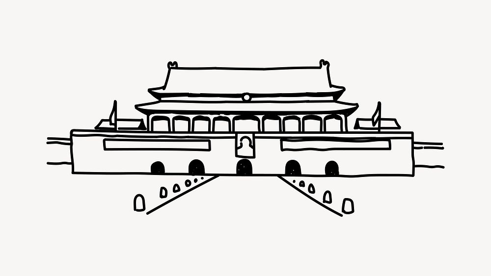 Forbidden City China hand drawn illustration vector