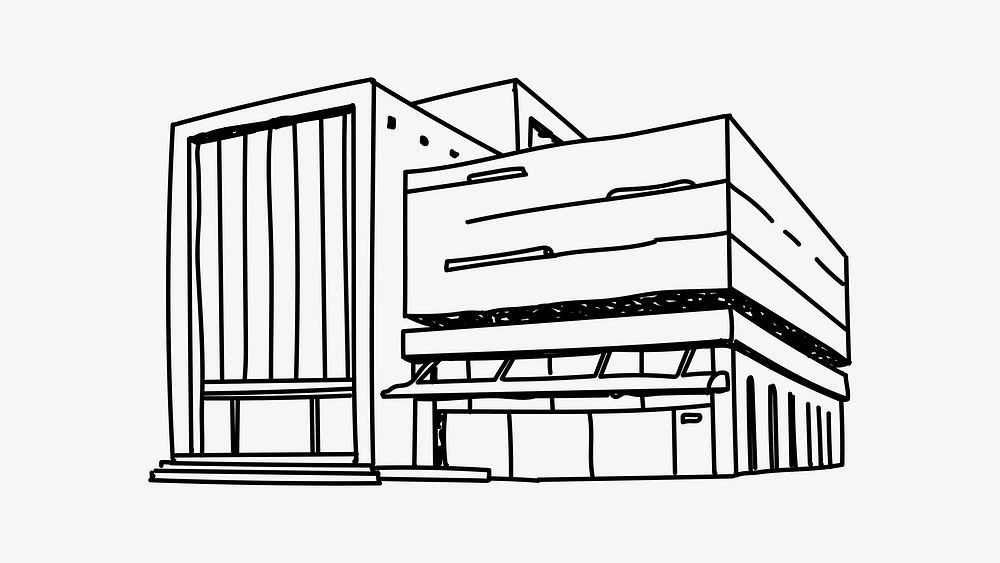 Urban building hand drawn illustration vector